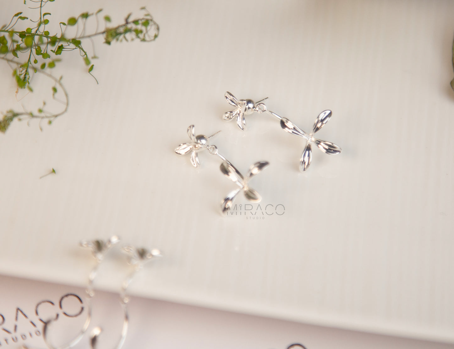 Flower Drop &amp; Dangle Non Pierced Earrings, Plant Earrings