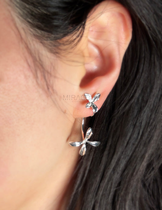 Flower Drop &amp; Dangle Non Pierced Earrings, Plant Earrings