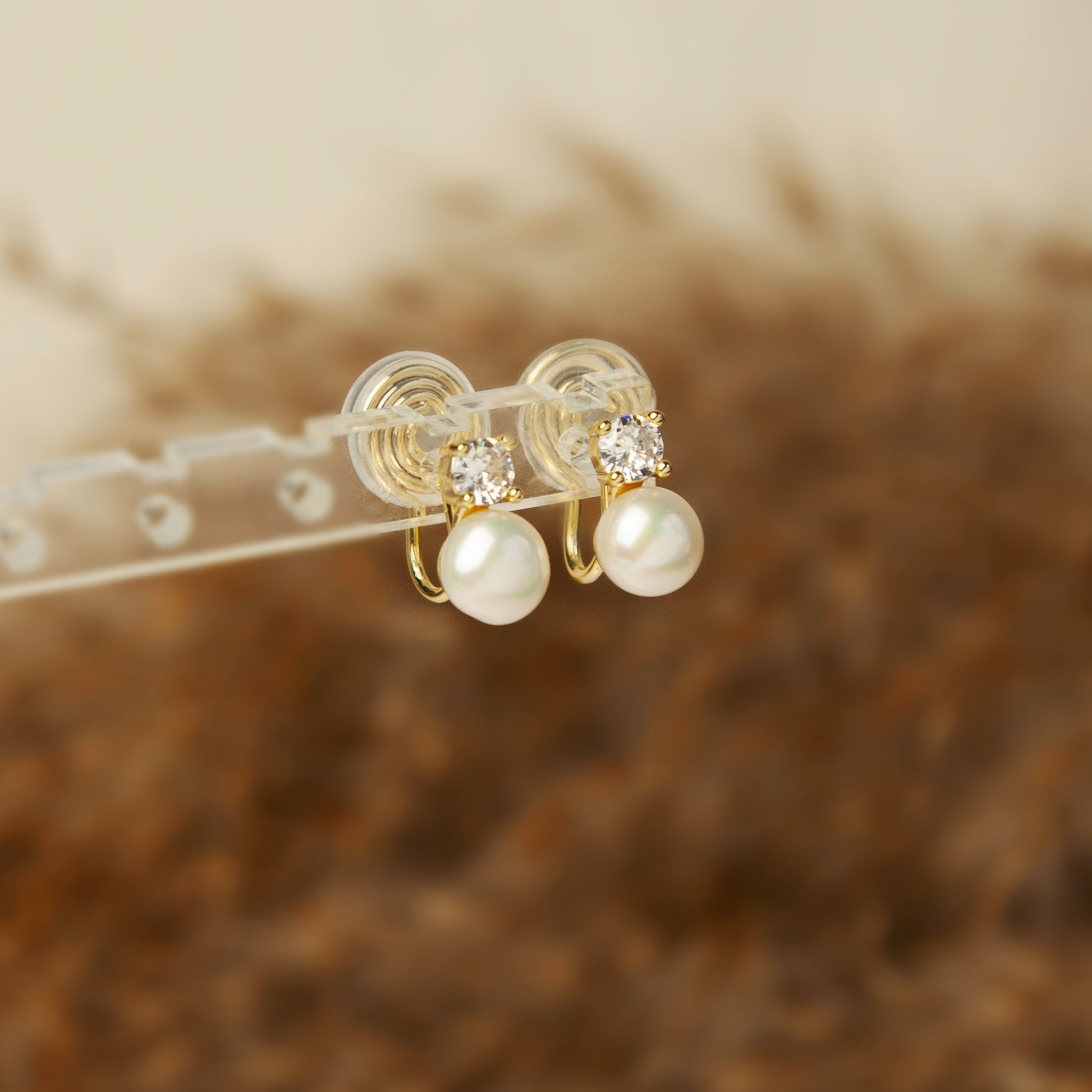 Genuine Freshwater Pearl Clip On Stud Earrings, Freshwater Pealrs Diamond Ear Clip, Non Pierced Small Pearl Bridal Studs, Small Simple Studs