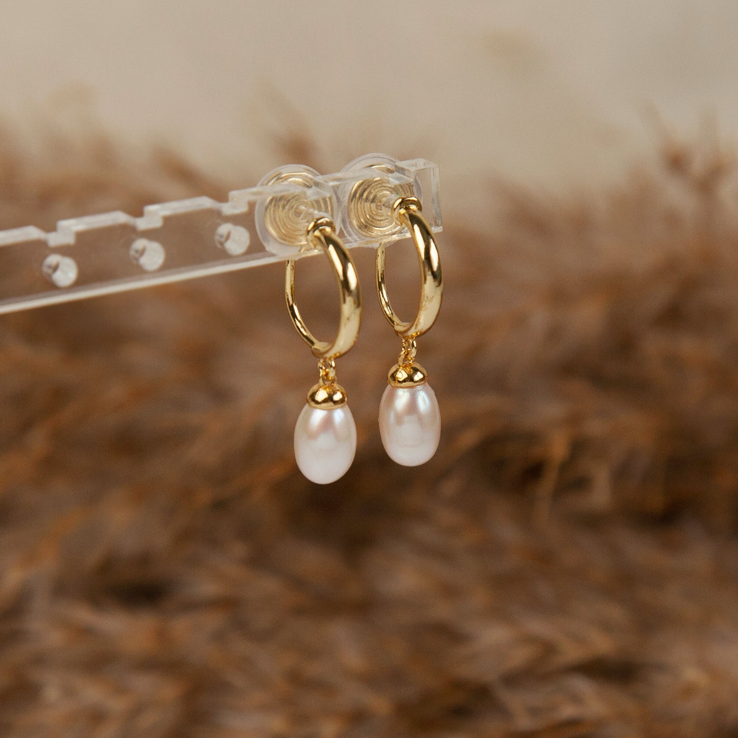 Genuine Pearl Dangle Clip On Earrings, Minimalist Dangle Pearls Earrings, Dangle Hoop Pearls Earrings, Freshwater Pearl Non Pierced Earrings