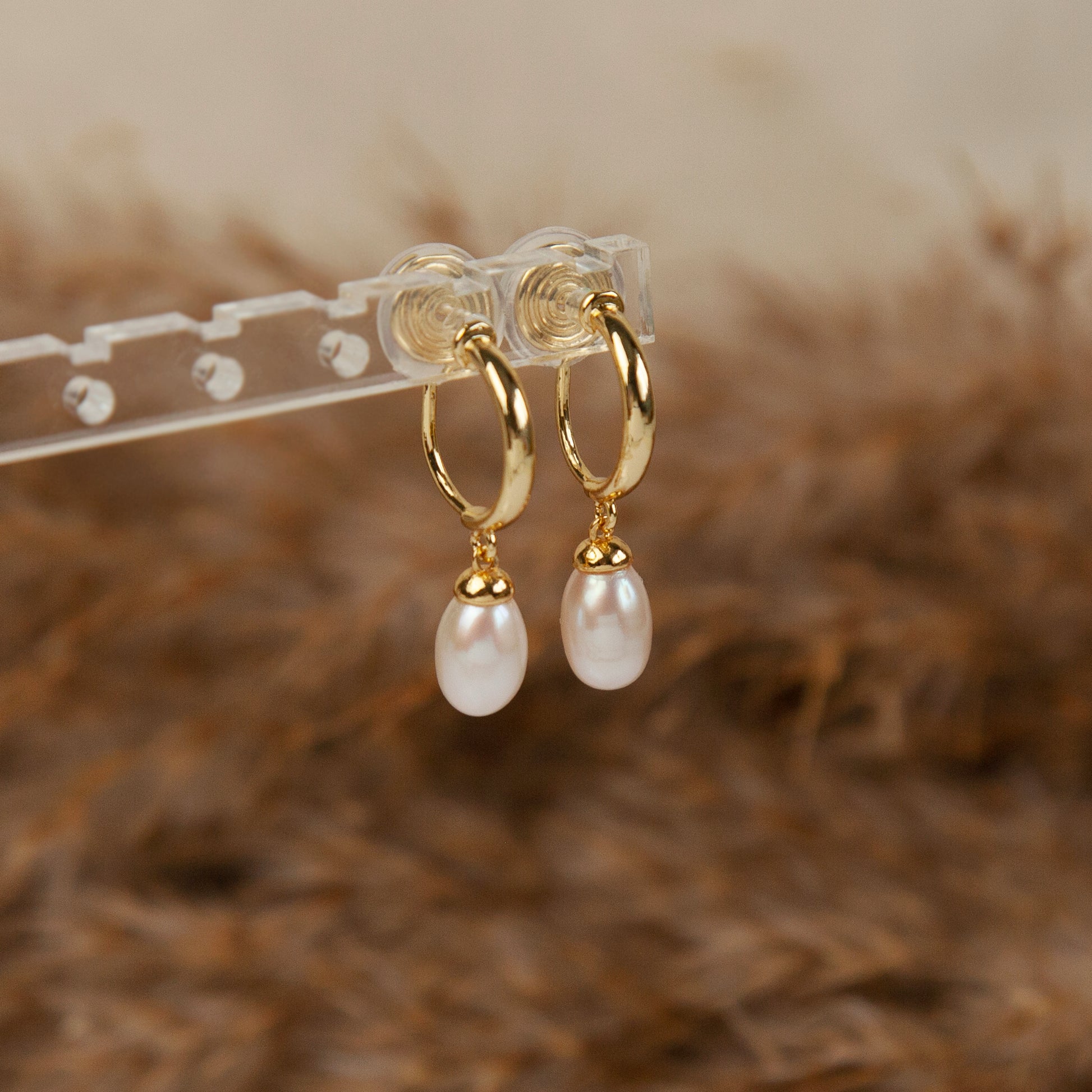 Genuine Pearl Dangle Clip On Earrings, Minimalist Dangle Pearls Earrings, Dangle Hoop Pearls Earrings, Freshwater Pearl Non Pierced Earrings