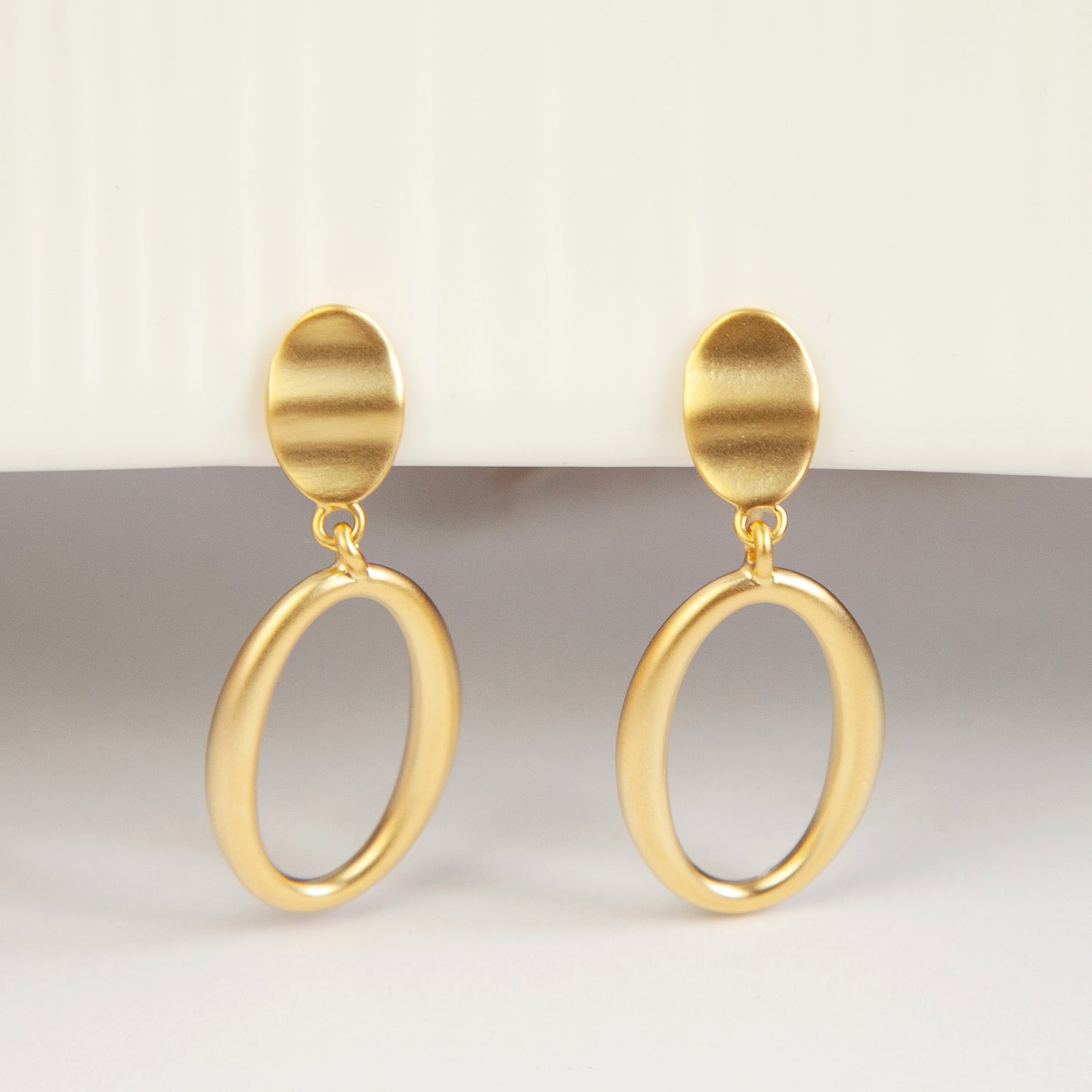 Gold Circle Dangle Earrings, Gold Clip On Earrings, Minimal Ear Clip Non Pierced Circle Drop Earring