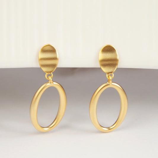 Gold Circle Dangle Earrings, Gold Clip On Earrings, Minimal Ear Clip Non Pierced Circle Drop Earring