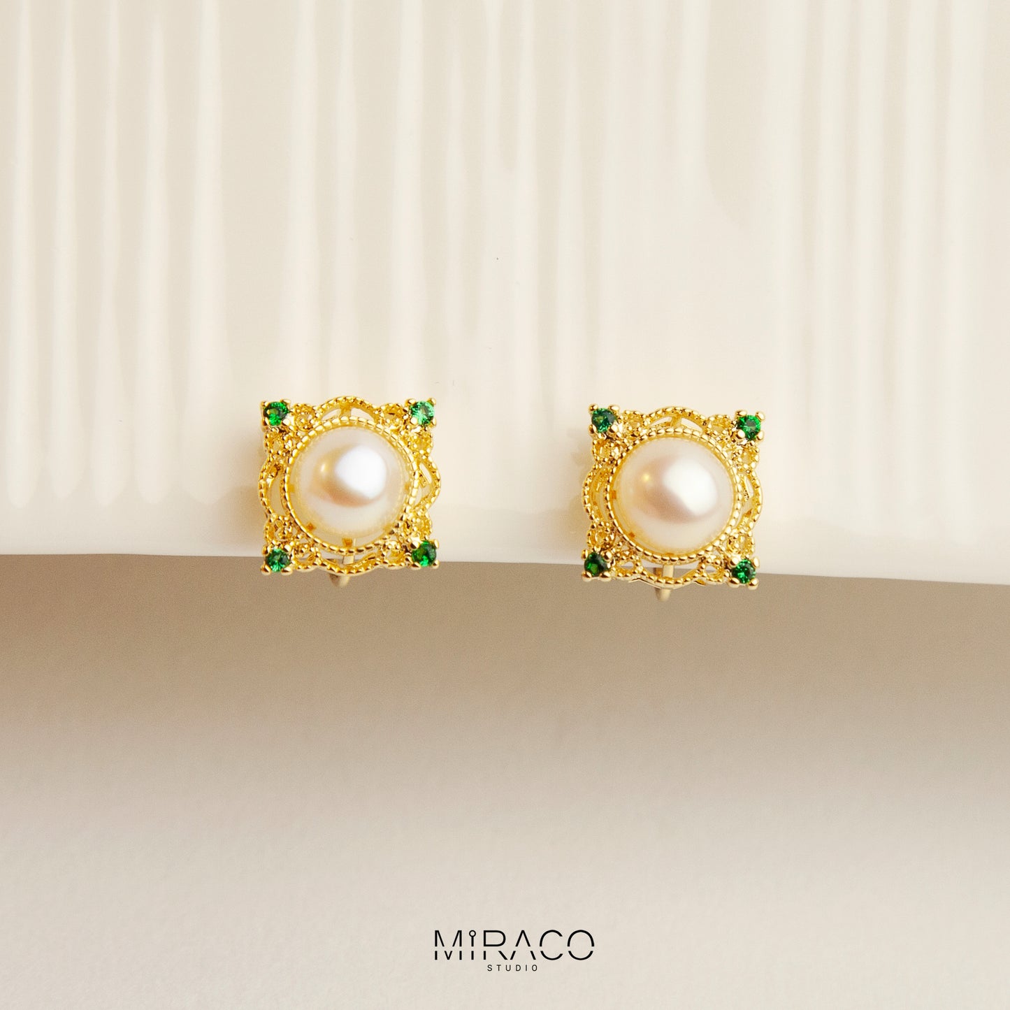 Gold Plated Freshwater Pearl Earrings, Non Pierced Earrings, Dainty Earring, Elegant Vintage Style Earrings