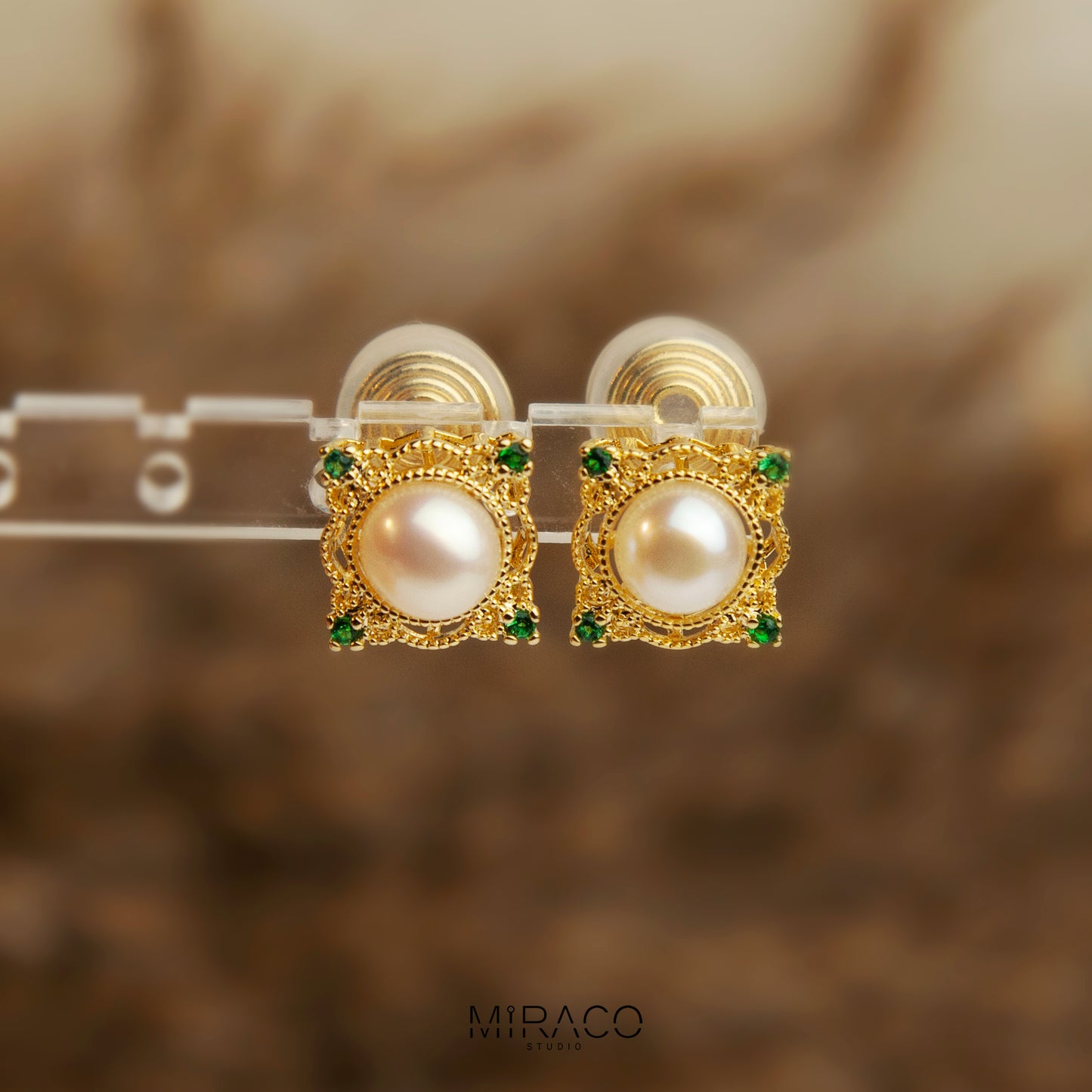 Gold Plated Freshwater Pearl Earrings, Non Pierced Earrings, Dainty Earring, Elegant Vintage Style Earrings