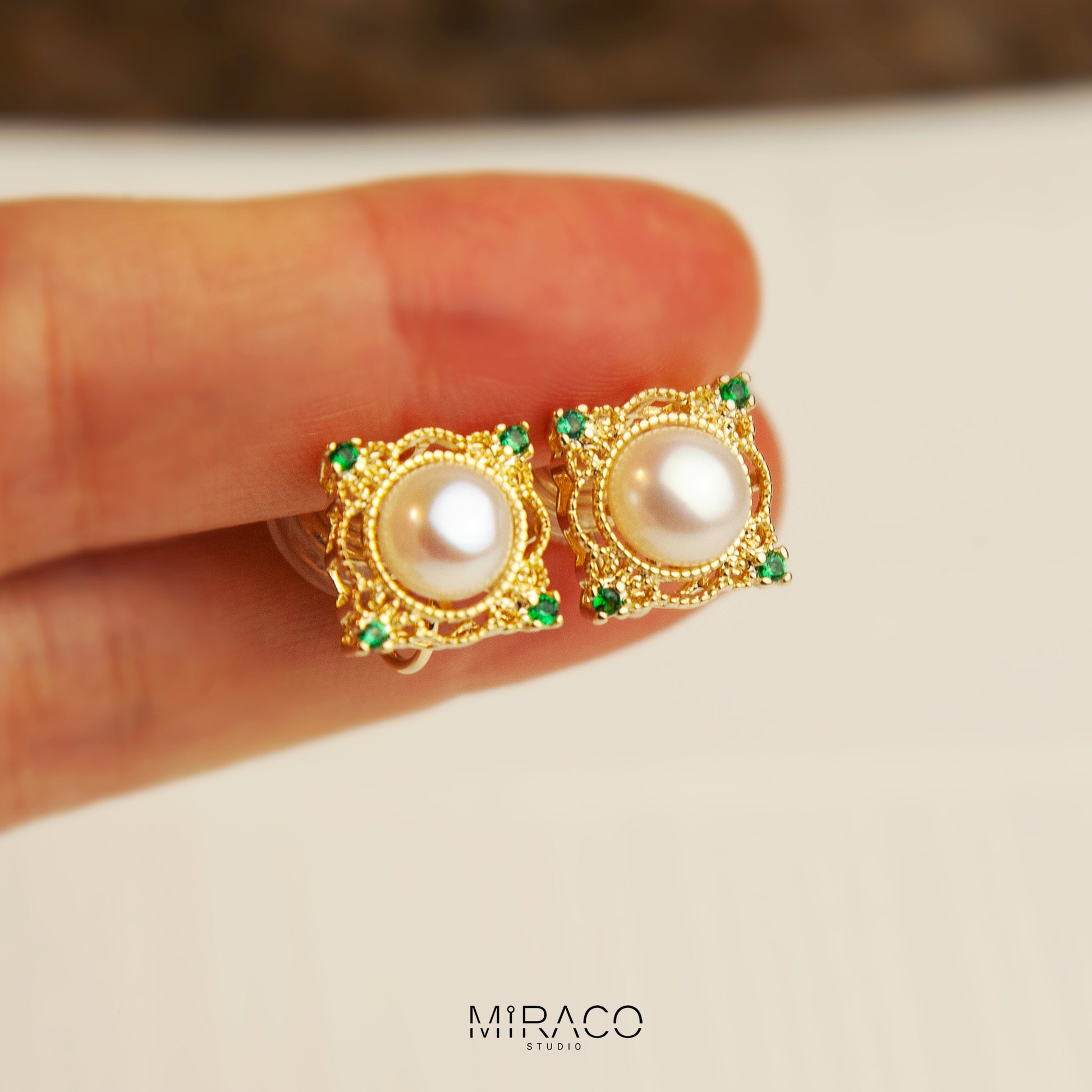 Gold Plated Freshwater Pearl Earrings, Non Pierced Earrings, Dainty Earring, Elegant Vintage Style Earrings