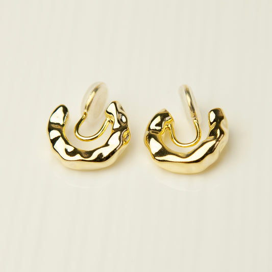 Gold Plated Hoop Clip On Earrings, Chunky Gold Hoop Earrings, Gold Clip On Earrings, Ear Clip Earrings, Earrings For Non Pierced Ears