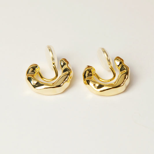 Gold Plated Hoop Clip On Earrings, Chunky Gold Hoop Earrings, Gold Clip On Earrings, Ear Clip Earrings, Earrings For Non Pierced Ears