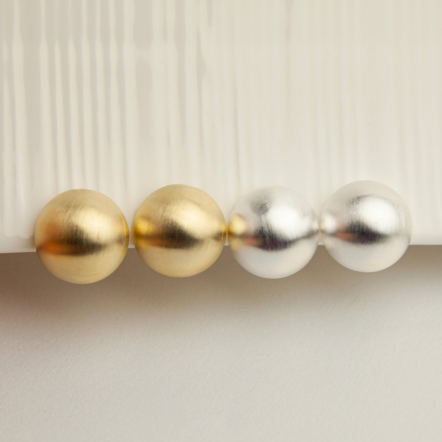 Gold Plated Large Ball Stud Earrings, Modern Minimalist Earrings, Brushed Metal Effect Clip On Studs, Non Pierced Earrings