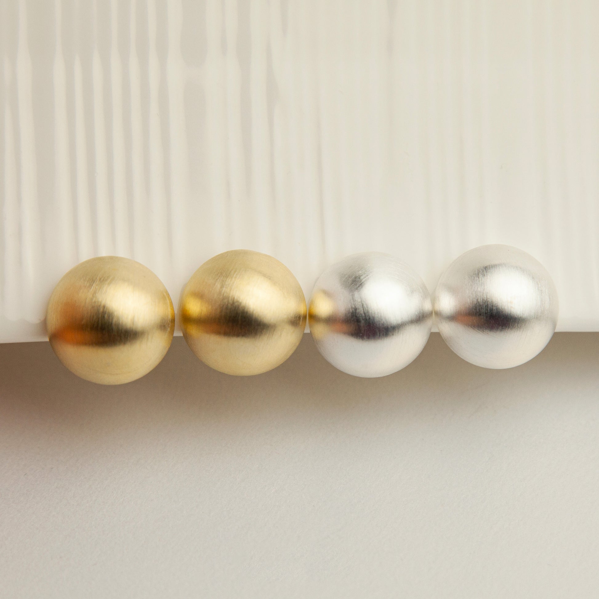 Gold Plated Large Ball Stud Earrings, Modern Minimalist Earrings, Brushed Metal Effect Clip On Studs, Non Pierced Earrings