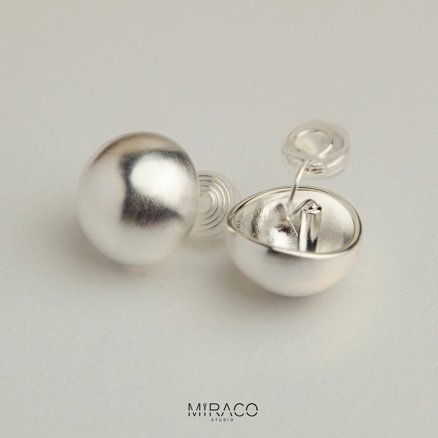 Gold Plated Large Ball Stud Earrings, Modern Minimalist Earrings, Brushed Metal Effect Clip On Studs, Non Pierced Earrings