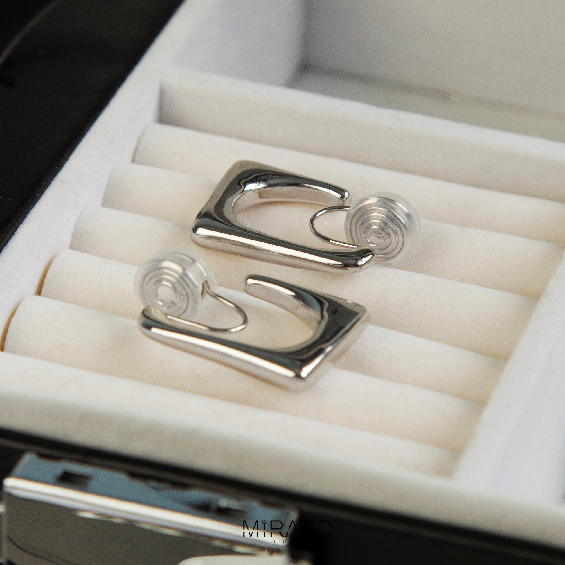 Gold Silver, Simple Rectangle Hoops, Geometric Non Pierced Earring Ear Clip