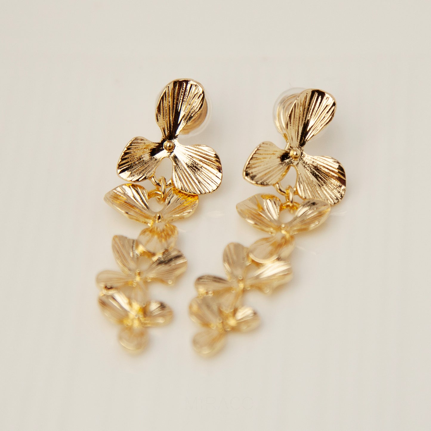 Golden Goddess Floral Chandelier Earrings, Screw Back Spiral Coil Back Earrings, Non Pierced Earrings
