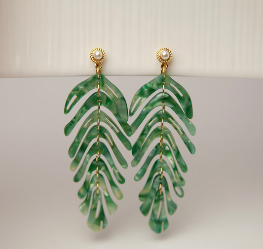 Green_Leaf_dangle_clip_on_earrings