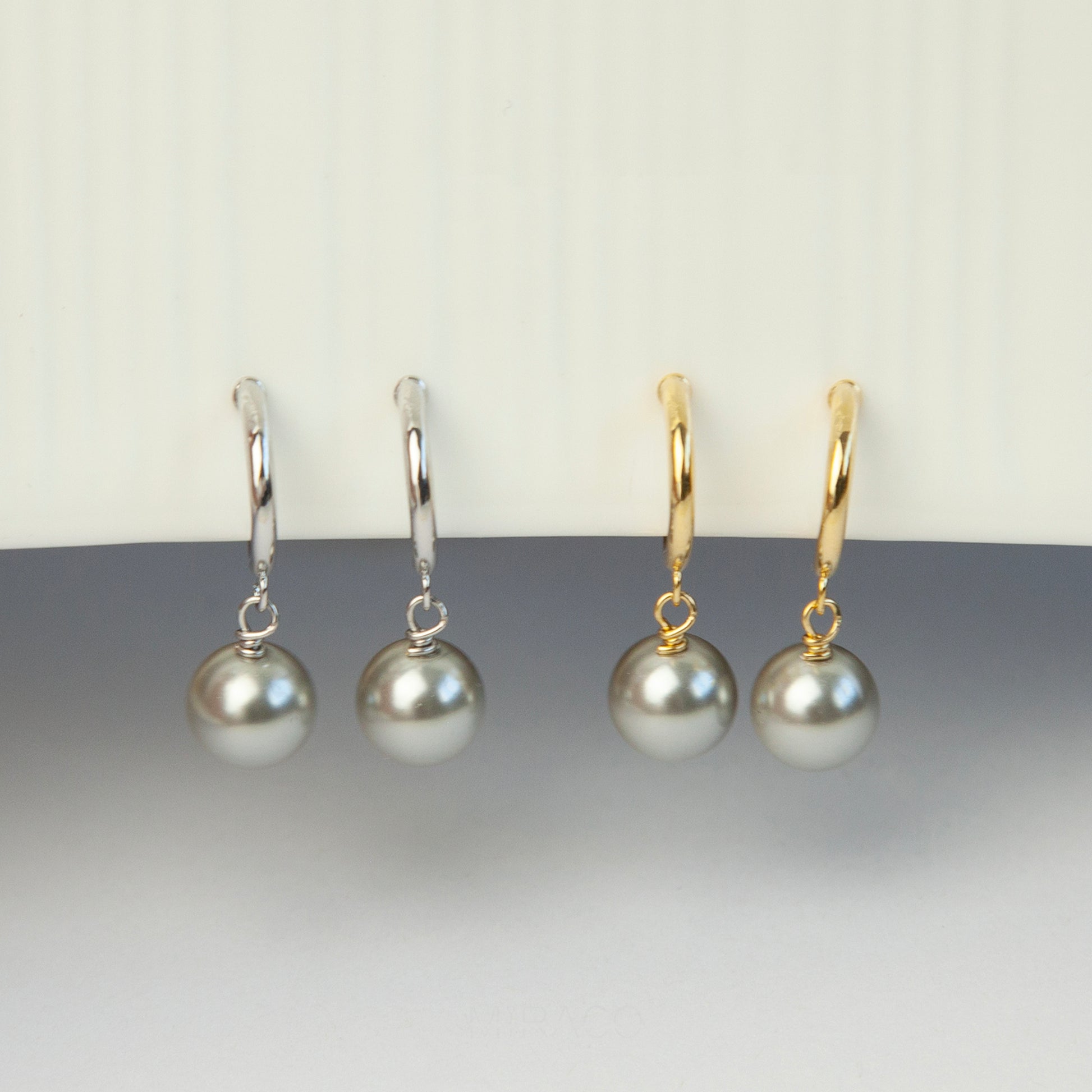 Grey Pearls Dangle Clip On Earrings, Minimalist Dangle Pearls Earrings, Dangle Hoop Pearls Earrings Non Pierced Earrings, Drop Pearl Earring