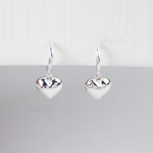 Heart Dangle Hoop Earrings, Non Pierced Heart Bow Clip-on Earrings Gift for Her