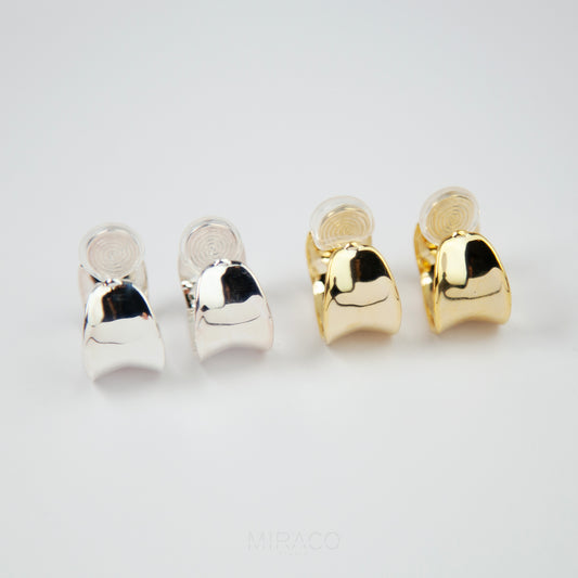 Huggie Hoop Earrings Gold Silver, Everyday Simple Medium Hoops, Invisible Non Pierced Earrings