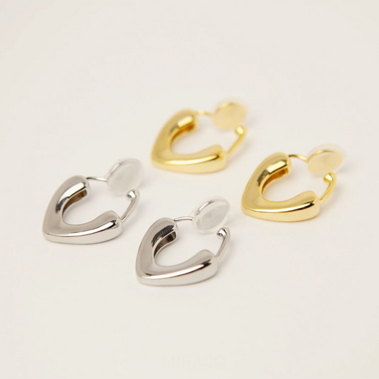 Huggie Hoop Earrings Gold Silver, Everyday Simple Medium Hoops, Invisible Non Pierced Earrings