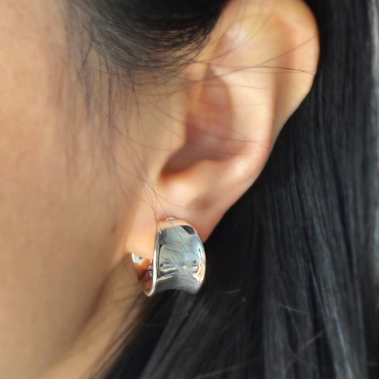 Huggie Hoop Earrings Gold Silver, Everyday Simple Medium Hoops, Invisible Non Pierced Earrings