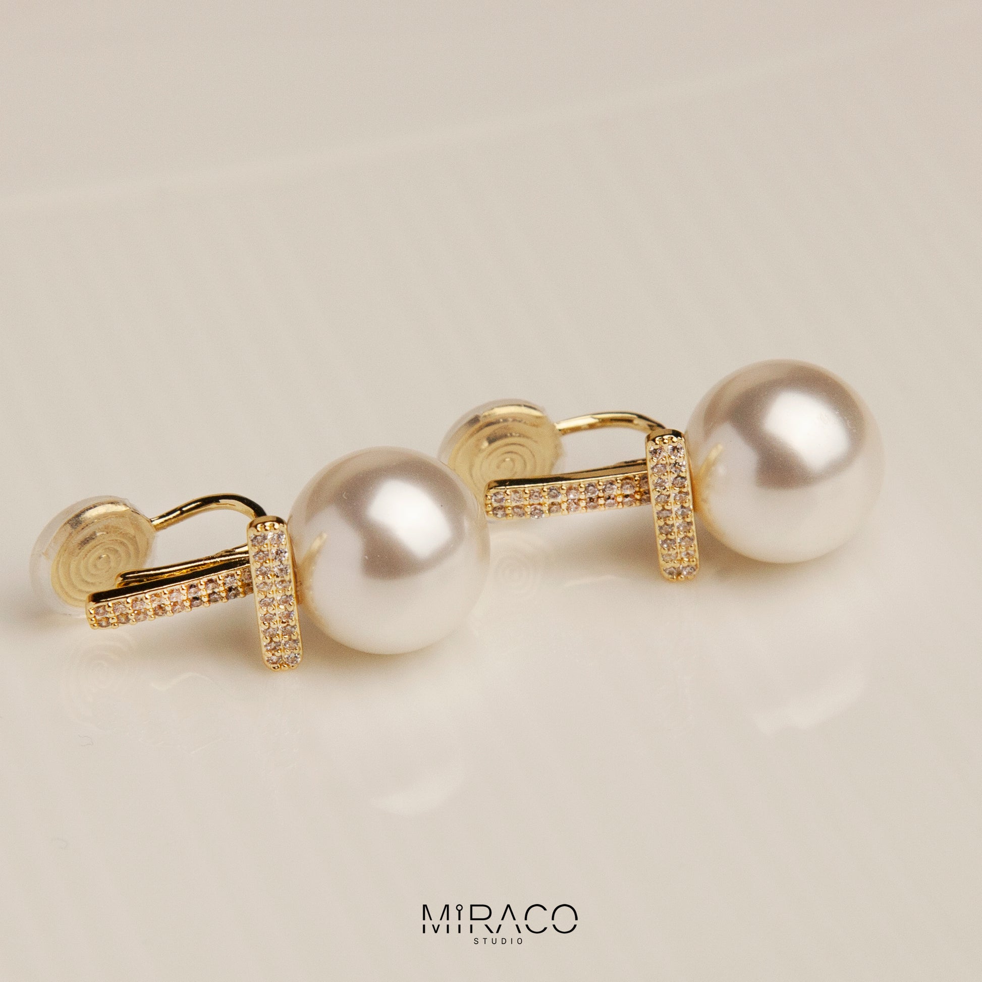 Large Dangle Crystal Pearls Earrings, Non Pierced Earrings