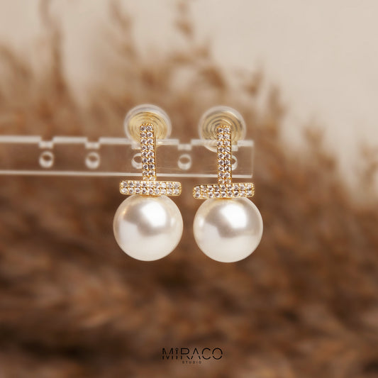 Large Dangle Crystal Pearls Earrings, Non Pierced Earrings