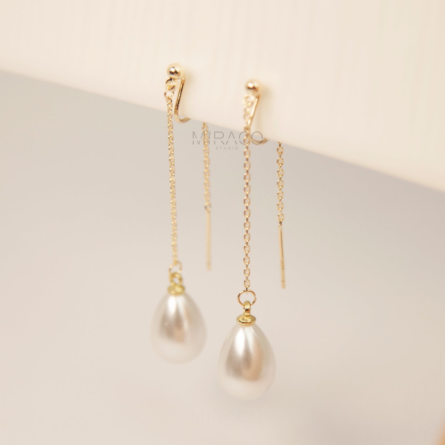 Long Dangle Clip-On Earrings, Minimal Gold Tassel Non Pierced Earrings