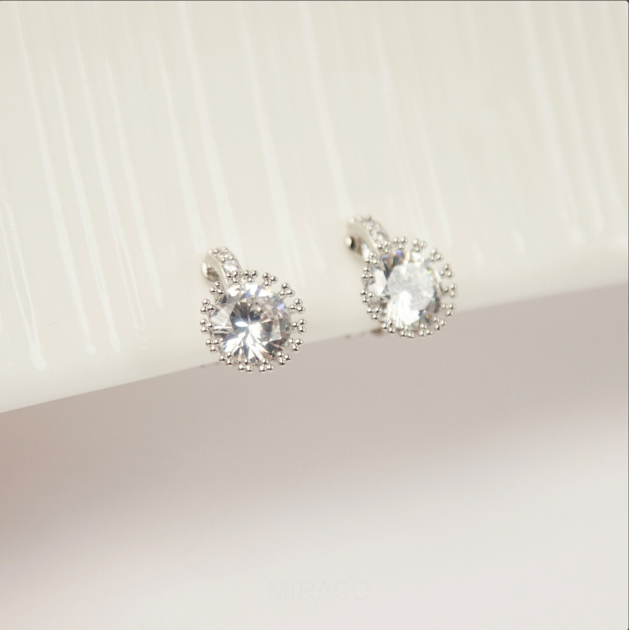 Mini-Clip Paddle Back Earrings, Silver Colour Clear Crystal Stud Earrings, Non-Pierced Diamond Earrings