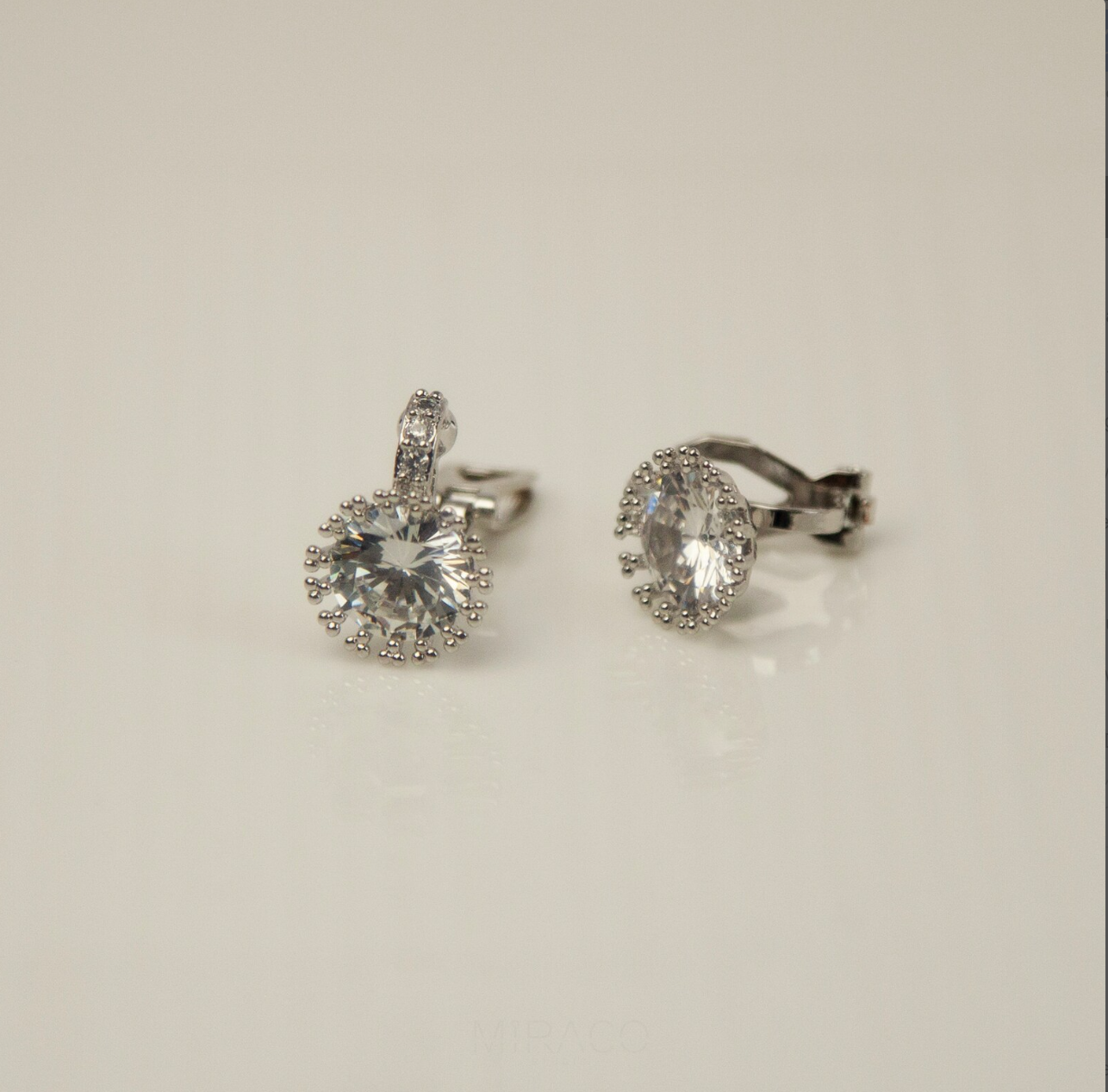 Mini-Clip Paddle Back Earrings, Silver Colour Clear Crystal Stud Earrings, Non-Pierced Diamond Earrings