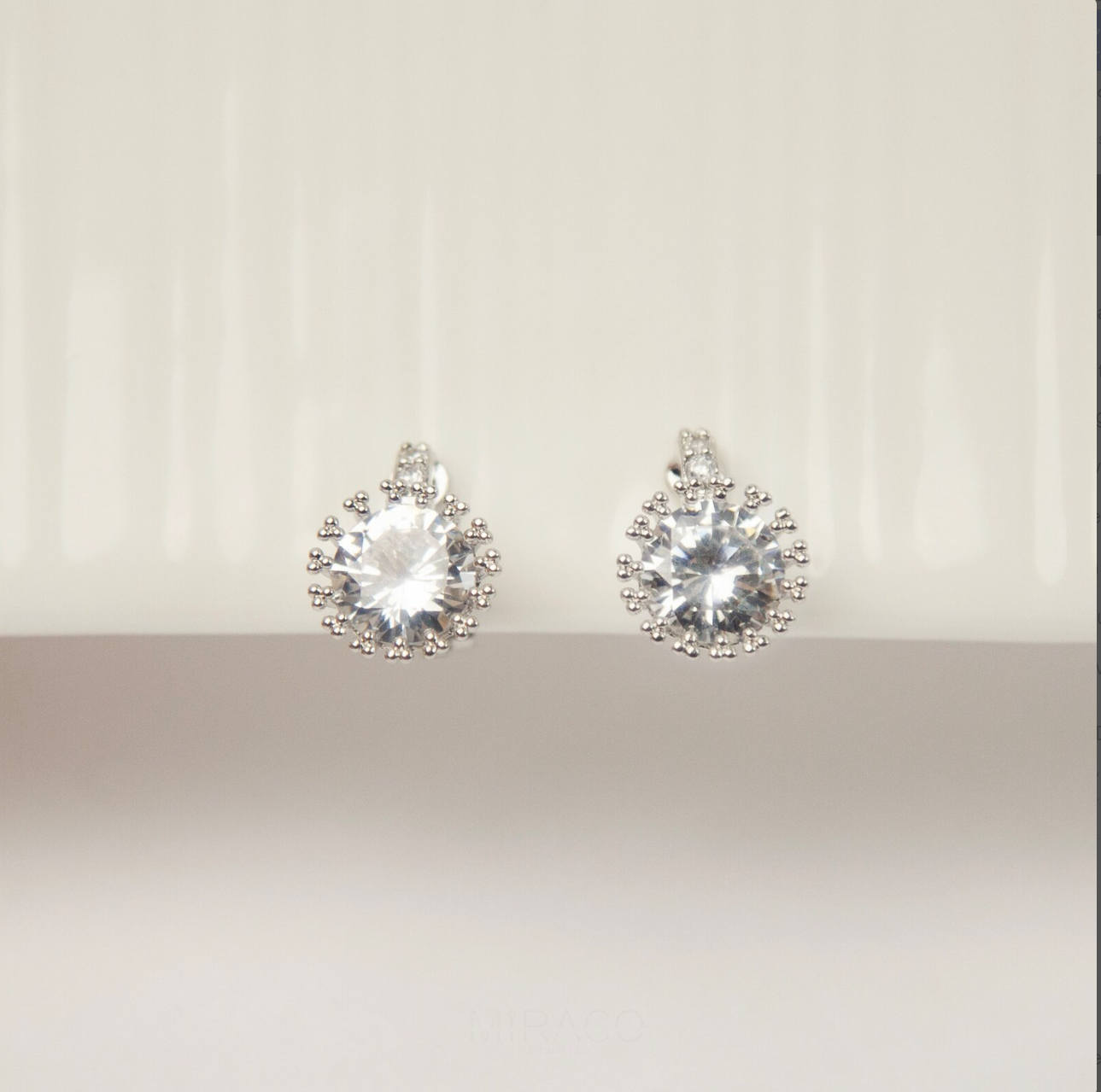 Mini-Clip Paddle Back Earrings, Silver Colour Clear Crystal Stud Earrings, Non-Pierced Diamond Earrings