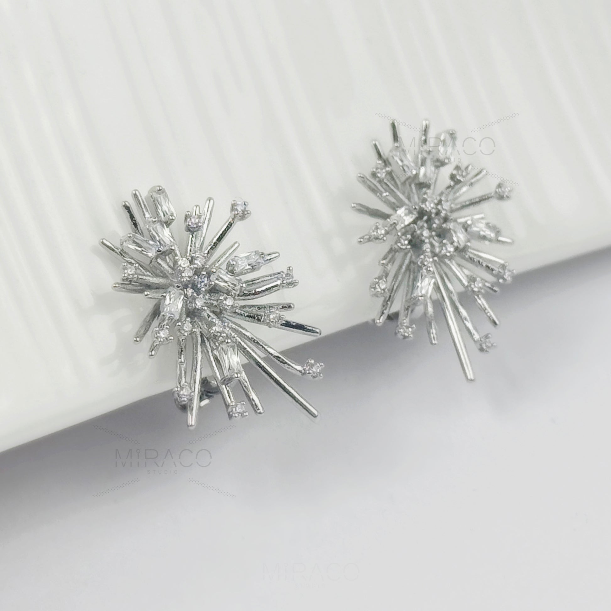 Mini-Clip Paddle Clips Earrings, Clear Crystal Large Stud Earrings, Non-Pierced Earrings