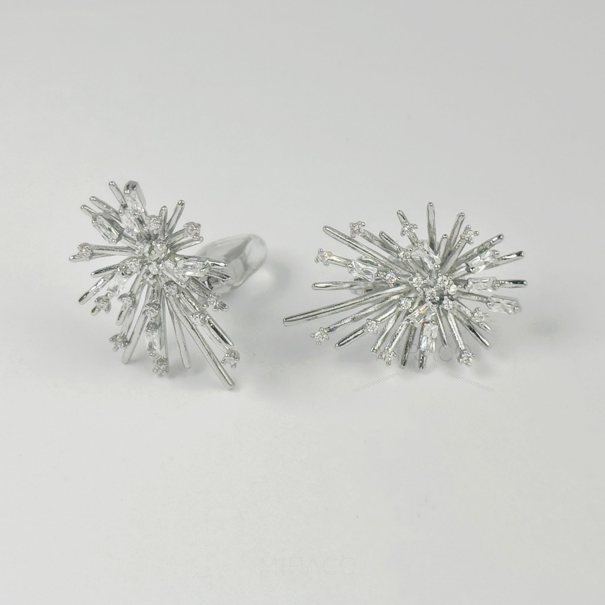 Mini-Clip Paddle Clips Earrings, Clear Crystal Large Stud Earrings, Non-Pierced Earrings