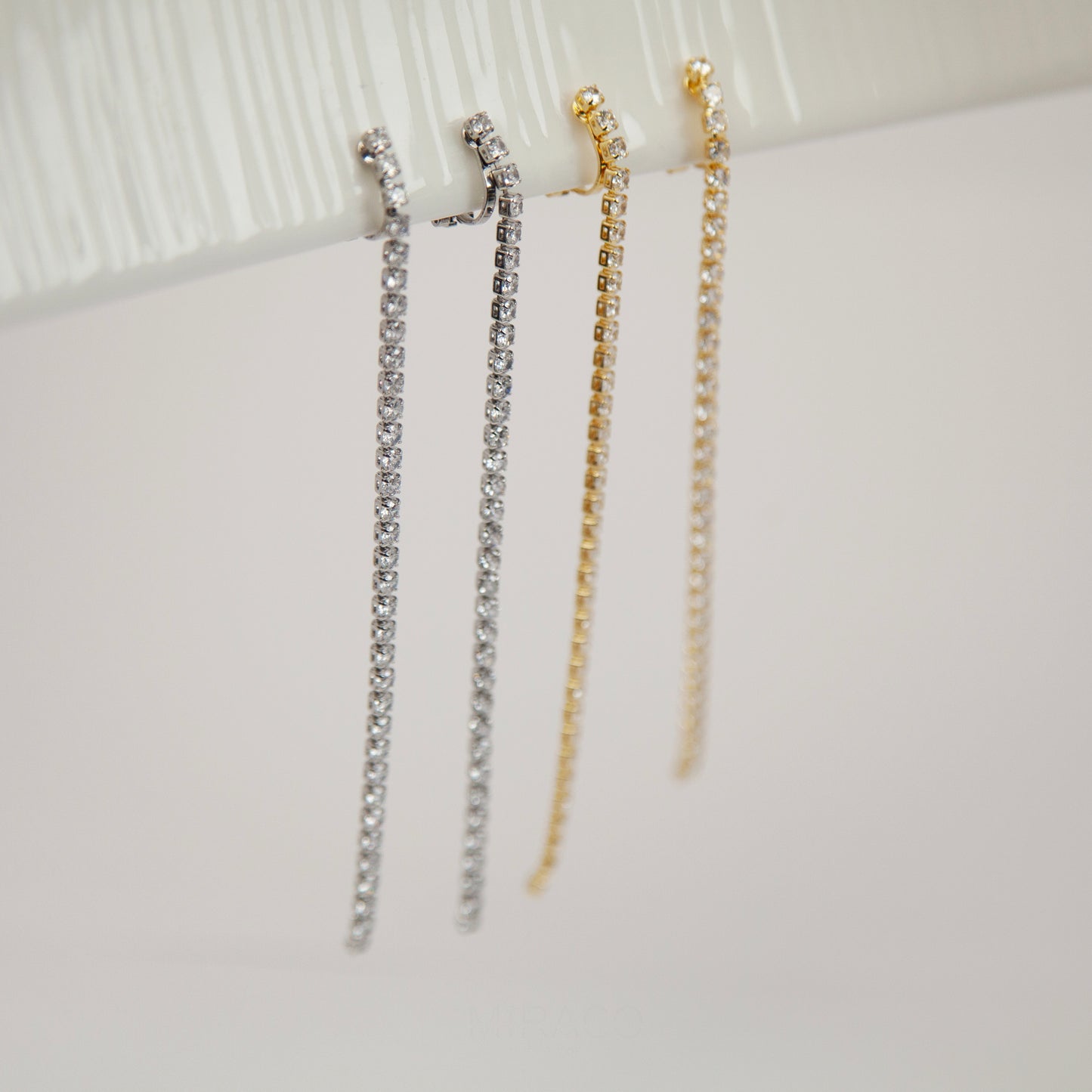 Mini-Clip Pave Diamonds Earrings, Clear Crystal Minimal Dangle Drop Non-Pierced Bridal Wedding Earring