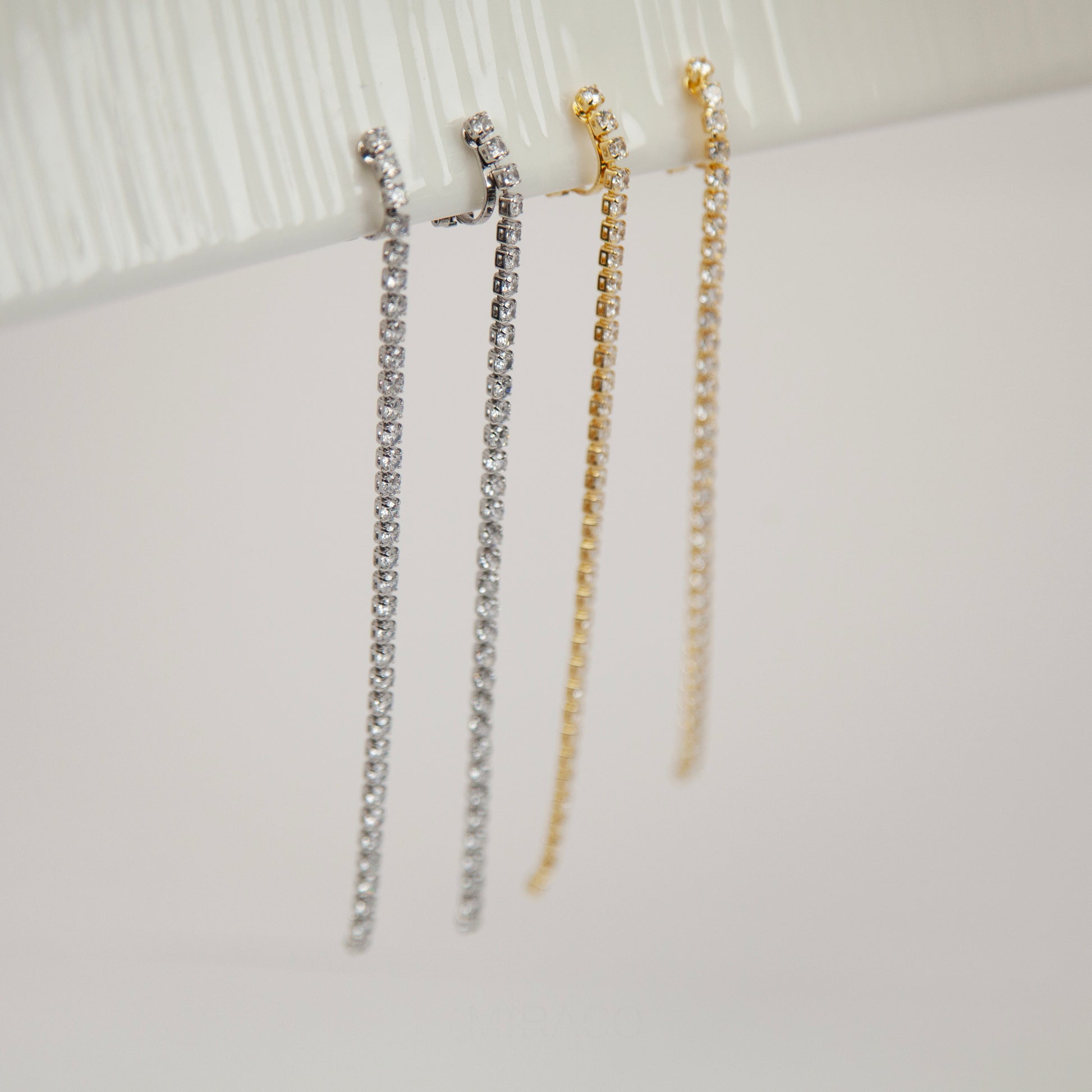Mini-Clip Pave Diamonds Earrings, Clear Crystal Minimal Dangle Drop Non-Pierced Bridal Wedding Earring
