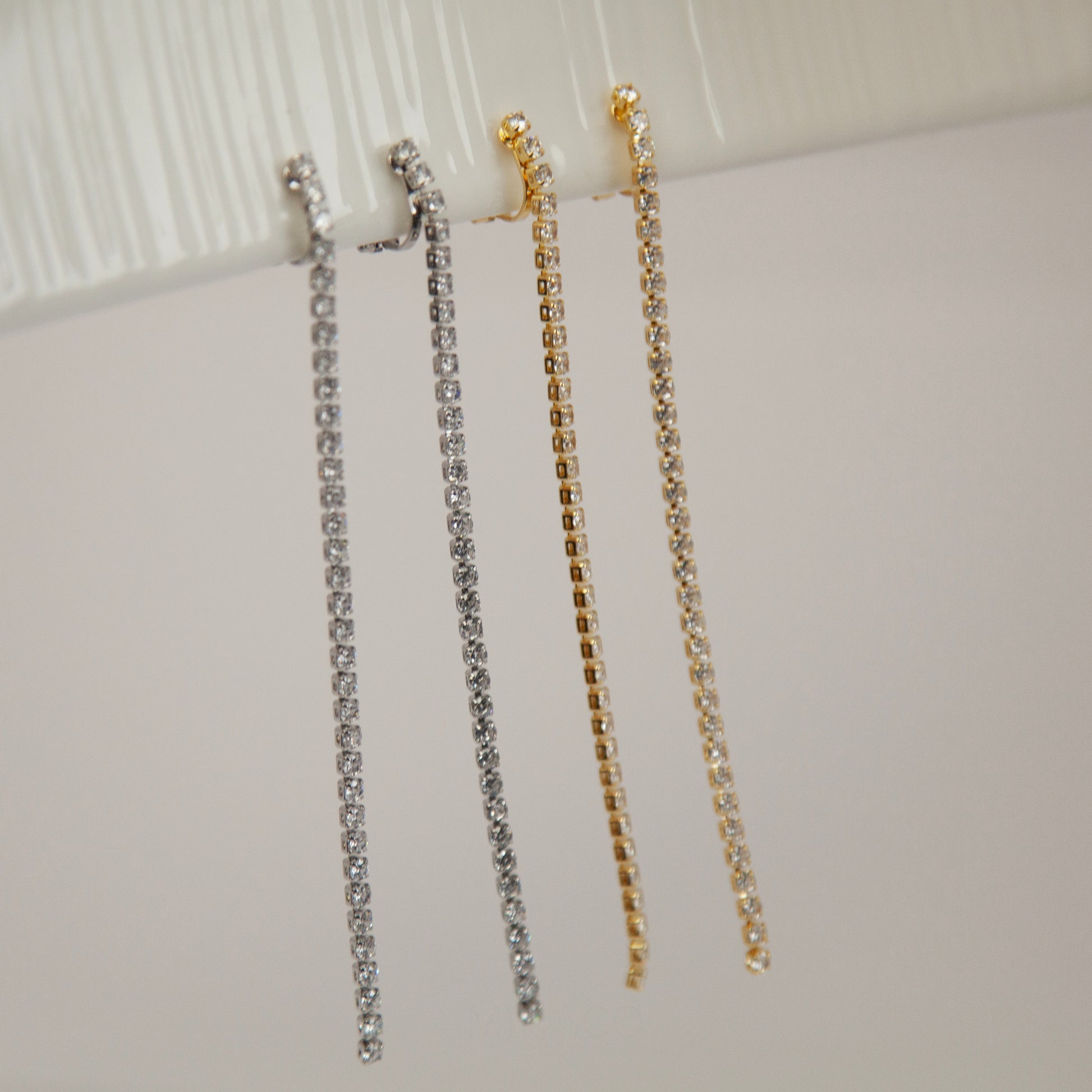 Mini-Clip Pave Diamonds Earrings, Clear Crystal Minimal Dangle Drop Non-Pierced Bridal Wedding Earring