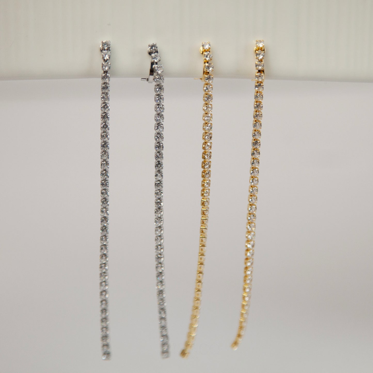 Mini-Clip Pave Diamonds Earrings, Clear Crystal Minimal Dangle Drop Non-Pierced Bridal Wedding Earring
