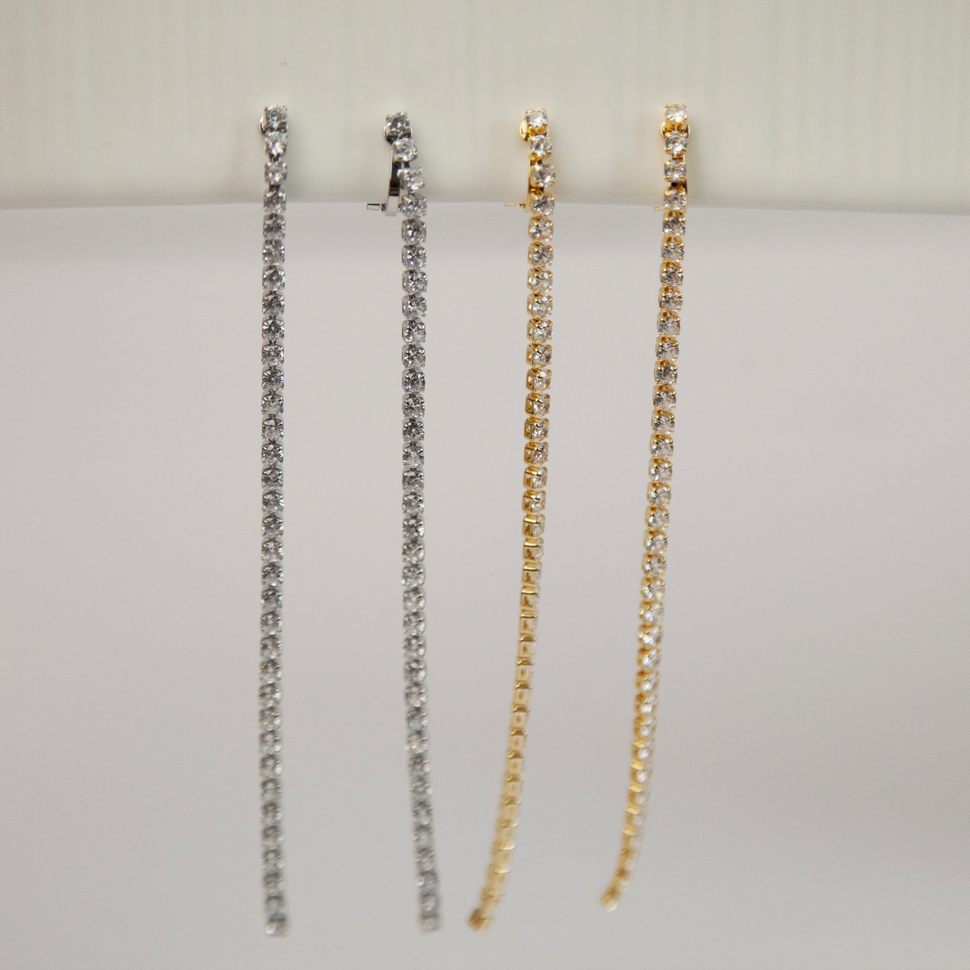 Mini-Clip Pave Diamonds Earrings, Clear Crystal Minimal Dangle Drop Non-Pierced Bridal Wedding Earring