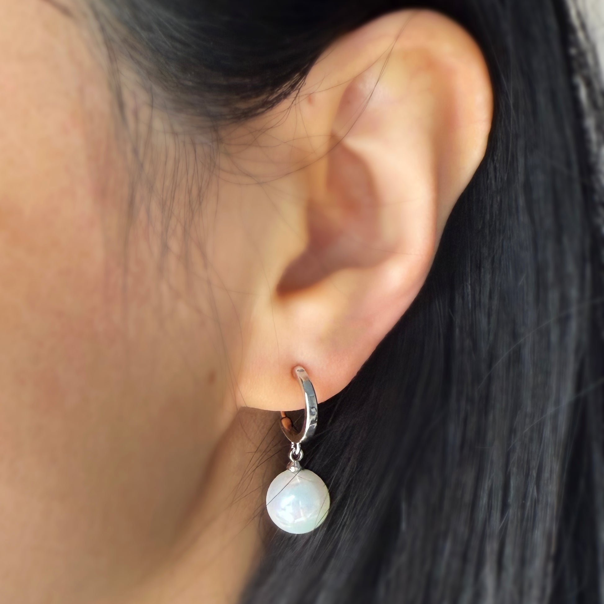 Minimalist Dangle Pearls Earrings, Dangle Hoop Pearls Non Pierced Earrings, White or Pink Drop Pearls