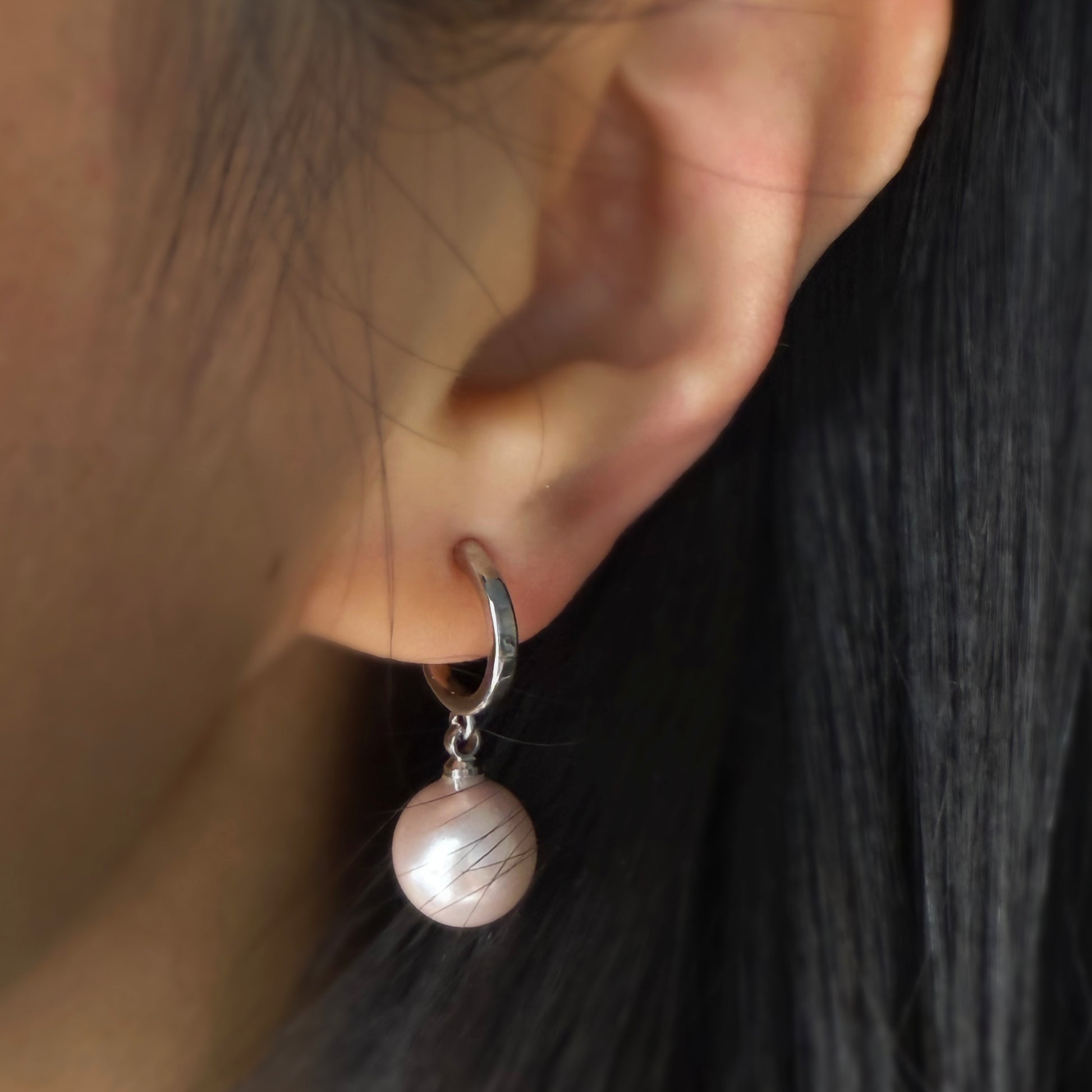 Minimalist Dangle Pearls Earrings, Dangle Hoop Pearls Non Pierced Earrings, White or Pink Drop Pearls