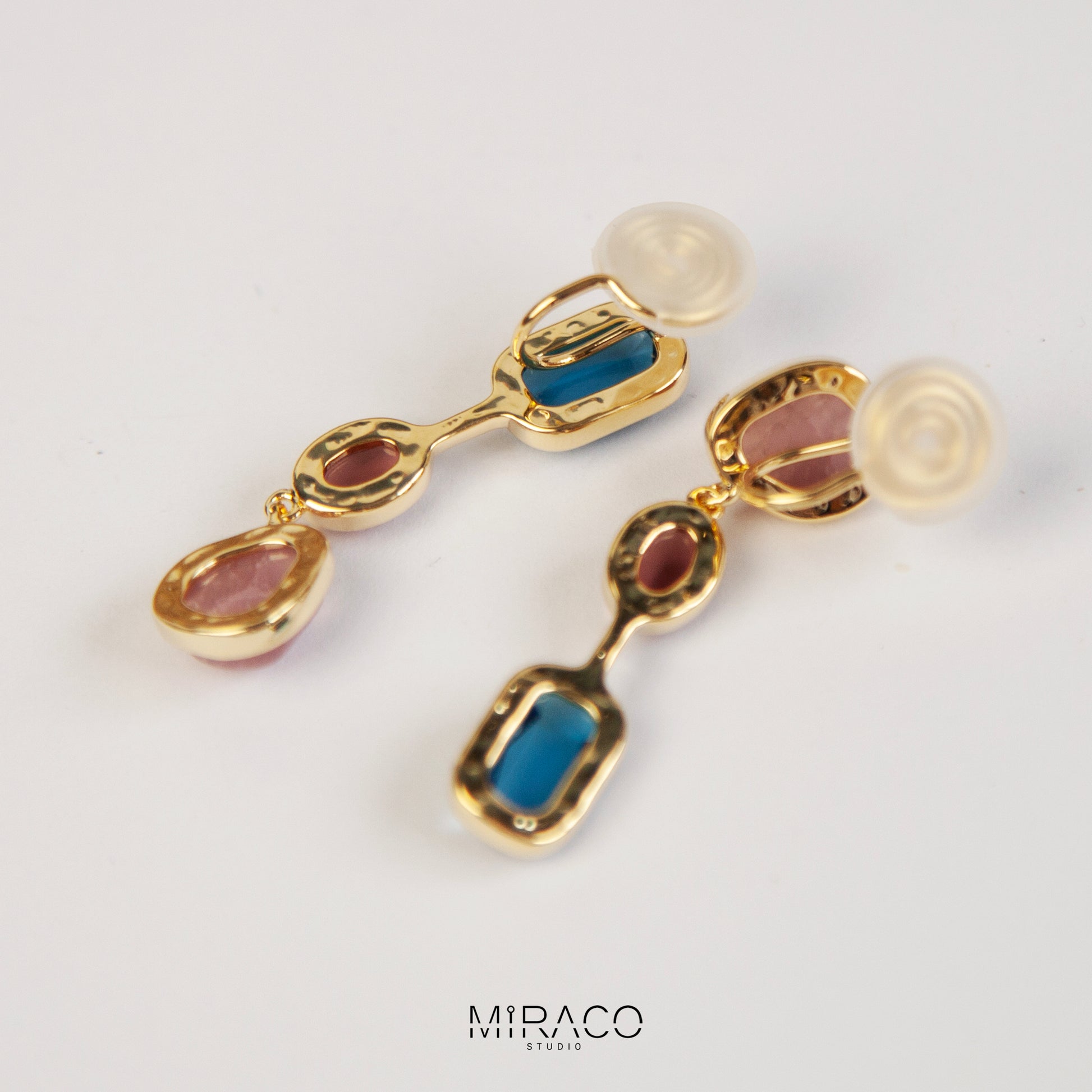 Clip On Dangle Earrings, Colourful Crystal Dangle and Drop Earring, Pink Stone Pierced &amp; Non Pierced