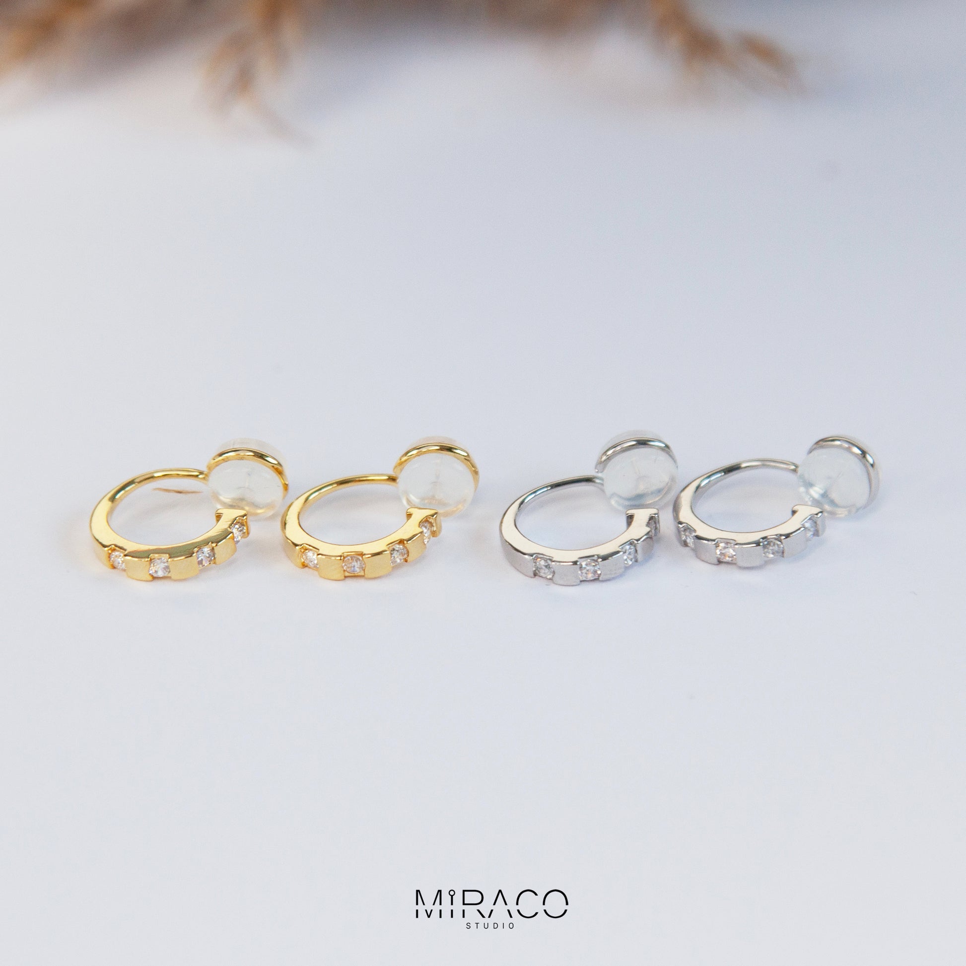 CZ Huggie Hoop Clip-On Earrings