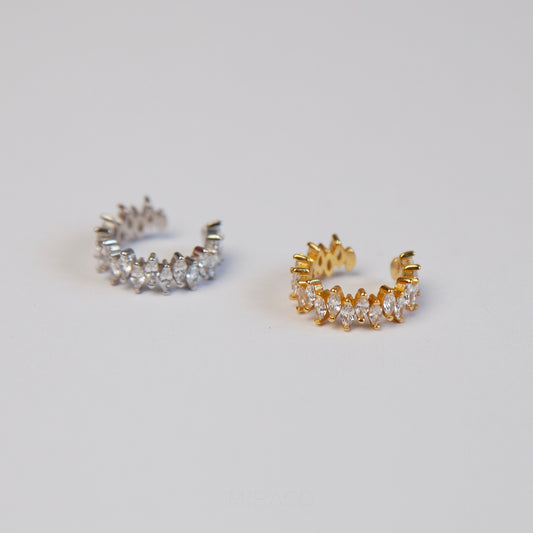 Modern Minimalist Ear Cuff, Clear Crystal Stone Ear Wrap, Piercing Free Earrings