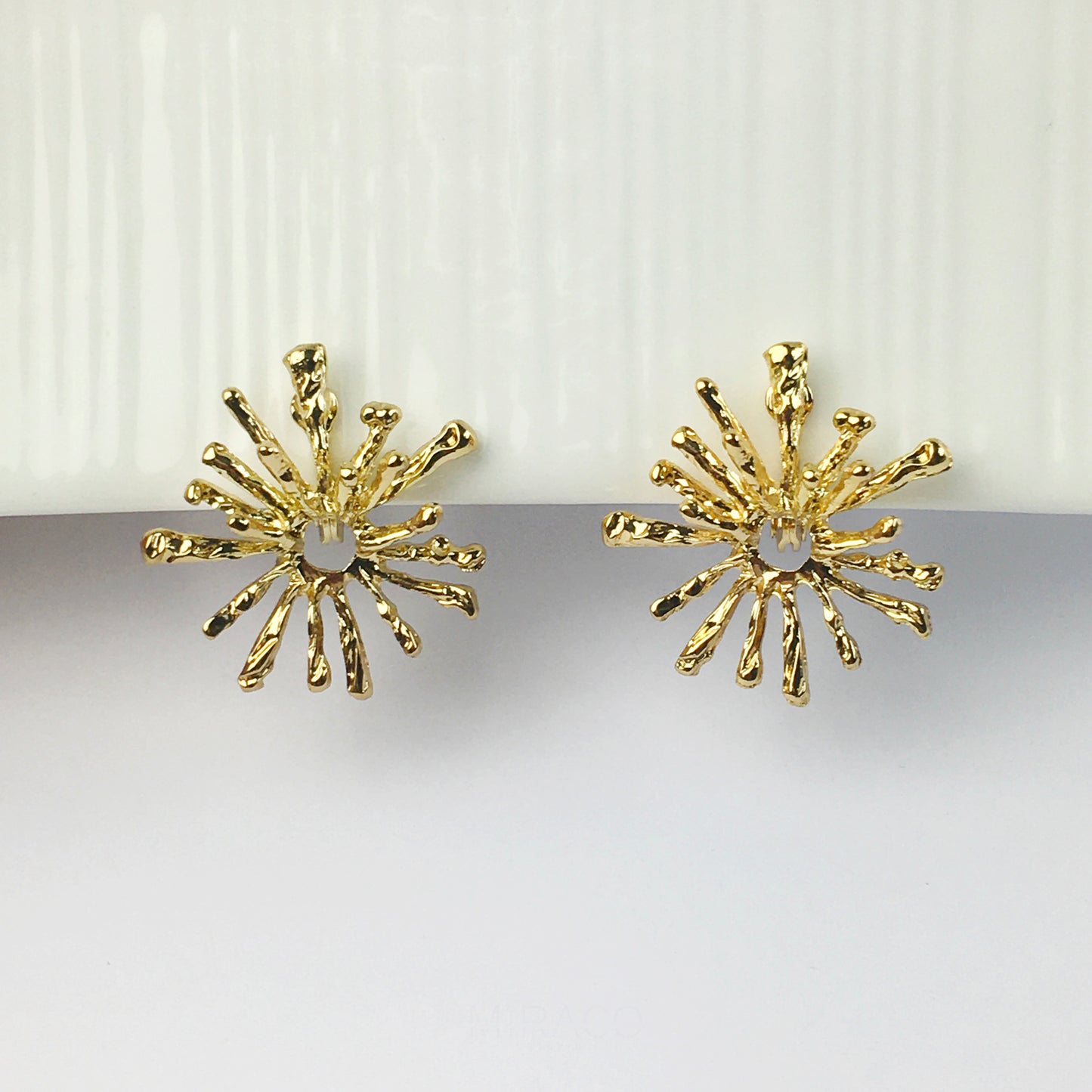 Modern Minimalist Earrings, Metal Effect Hinged Clip On Studs, Non Pierced Earrings, Gold Sun Studs