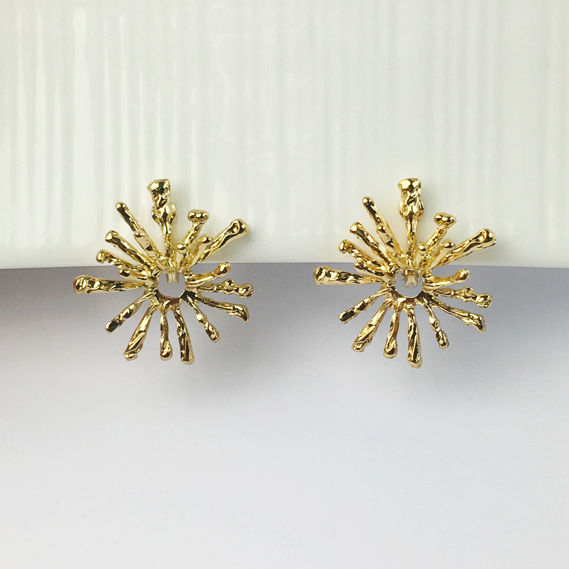 Modern Minimalist Earrings, Metal Effect Hinged Clip On Studs, Non Pierced Earrings, Gold Sun Studs