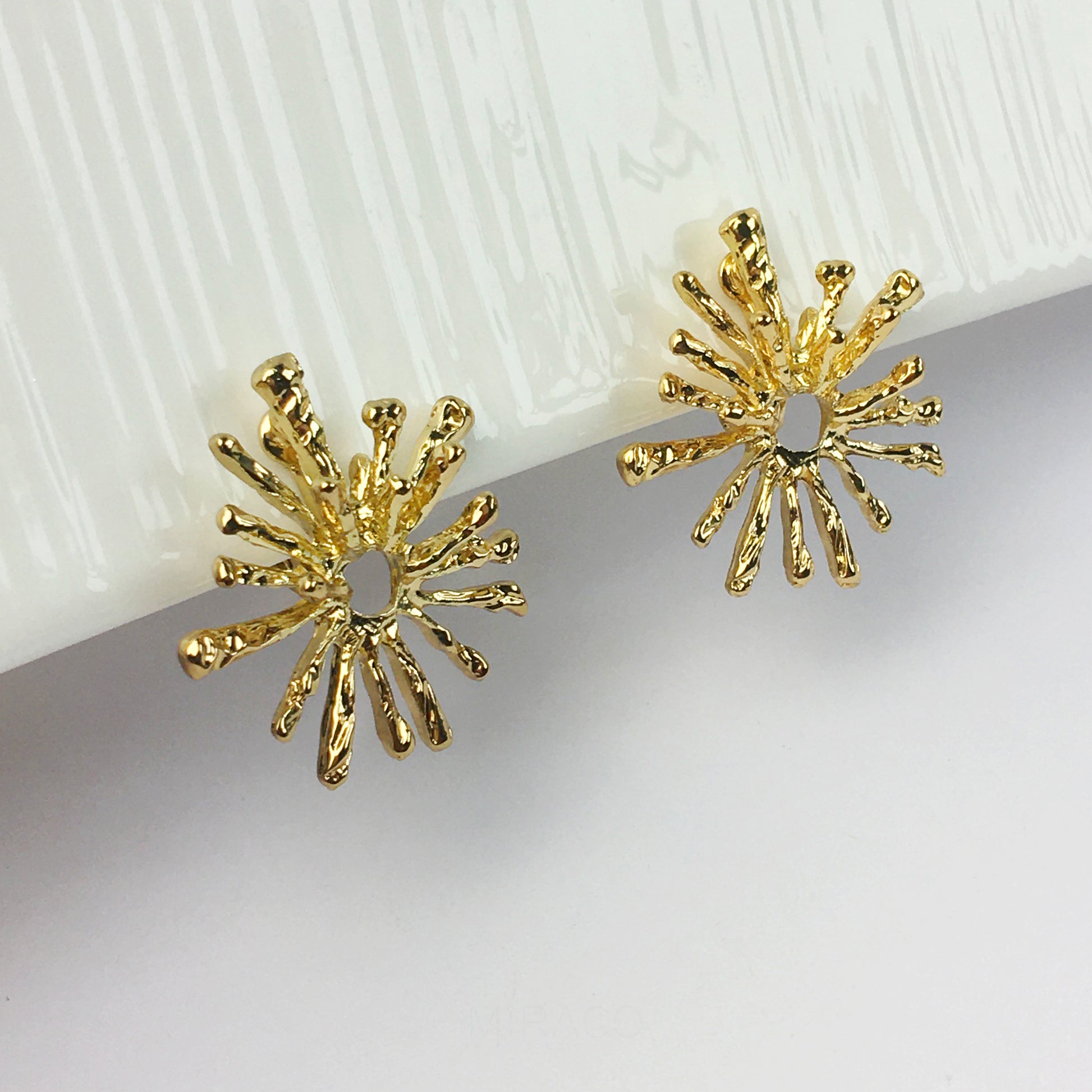Modern Minimalist Earrings, Metal Effect Hinged Clip On Studs, Non Pierced Earrings, Gold Sun Studs