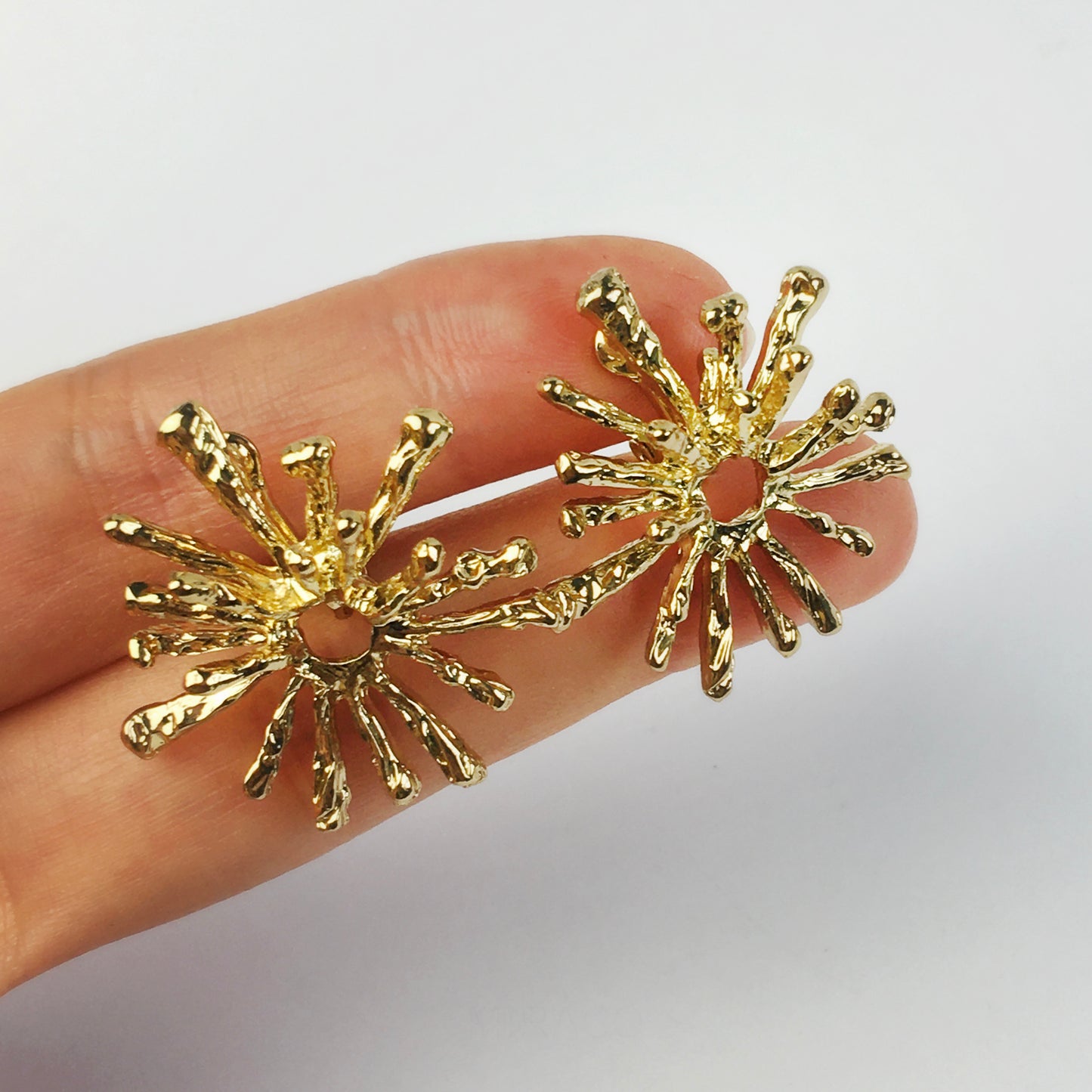 Modern Minimalist Earrings, Metal Effect Hinged Clip On Studs, Non Pierced Earrings, Gold Sun Studs