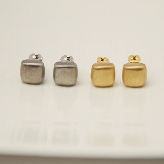 Modern Minimalist Earrings Vintage Brushed Metal Effect Clip On Studs, Non Pierced Earrings&nbsp;