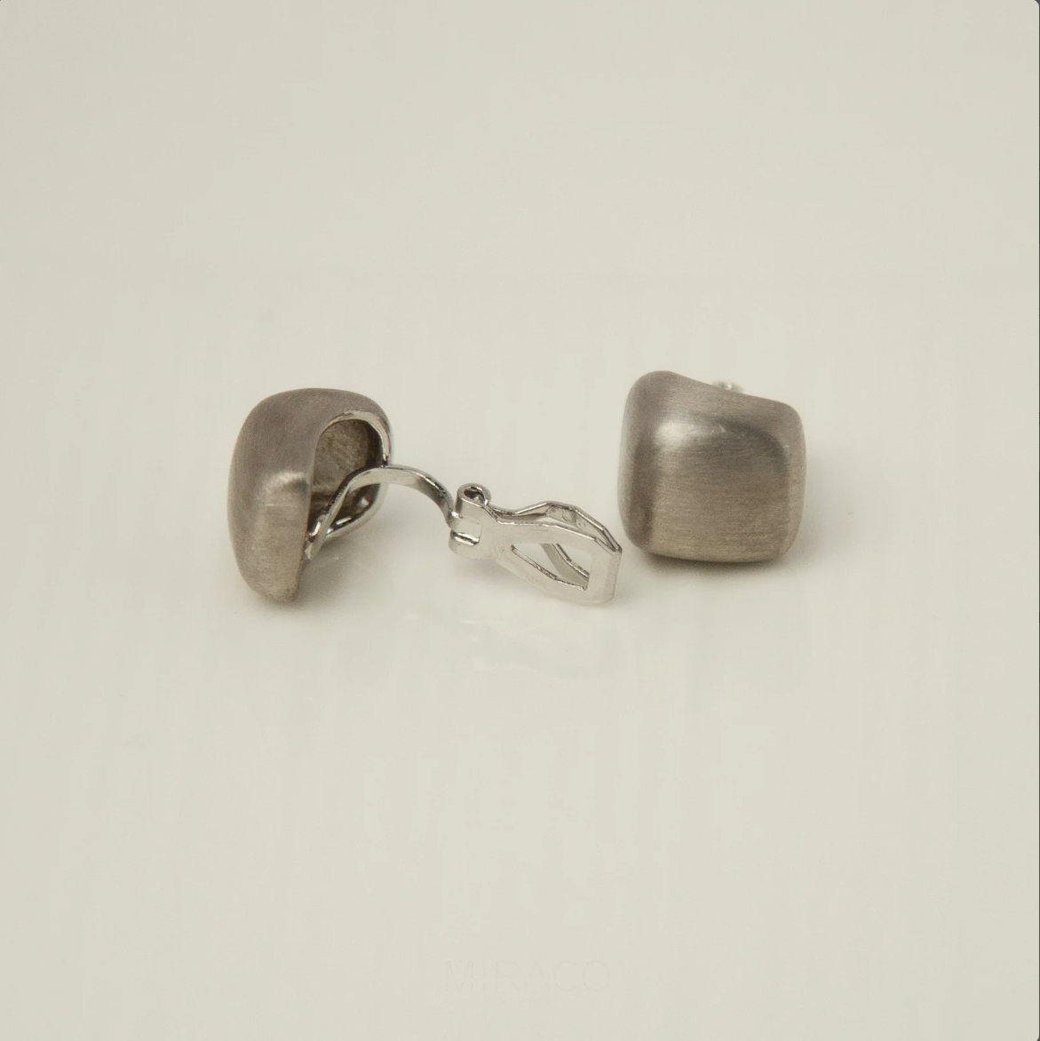 Modern Minimalist Earrings Vintage Brushed Metal Effect Clip On Studs, Non Pierced Earrings&nbsp;