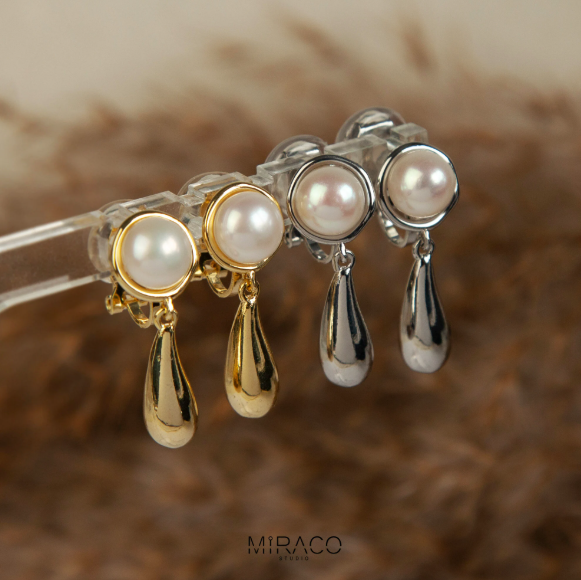 Non Pierced Earrings, Mini-Clip Minimal Water Drop Jewellery