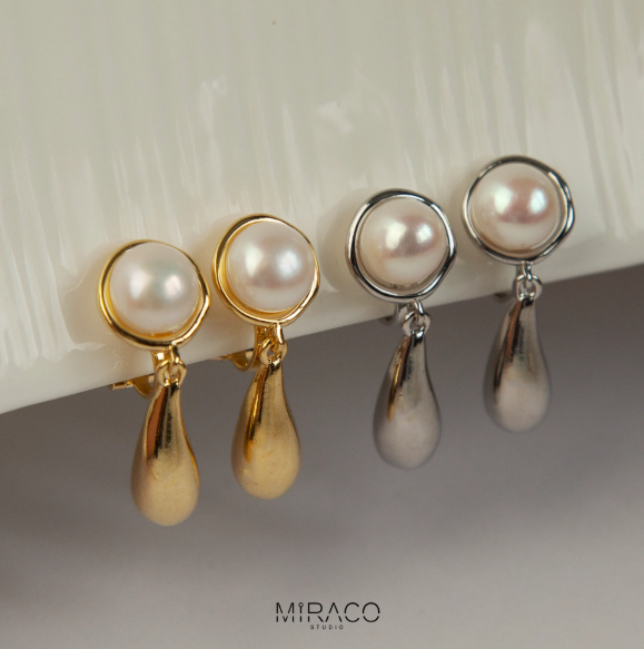 Non Pierced Earrings, Mini-Clip Minimal Water Drop Jewellery