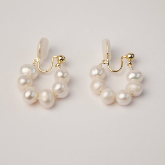Pearls Clip On Earrings, Freshwater Pearls Earrings, Genuine Pearl Clip On Earrings, Non Pierced Earrings